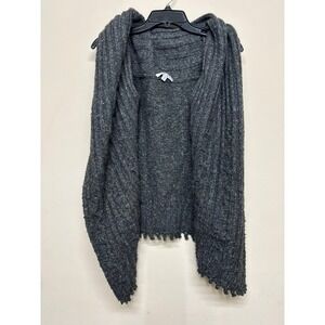 CAbi Gray Knit Sweater Wrap Open Front Small Acrylic Cotton Blend Casual Cozy